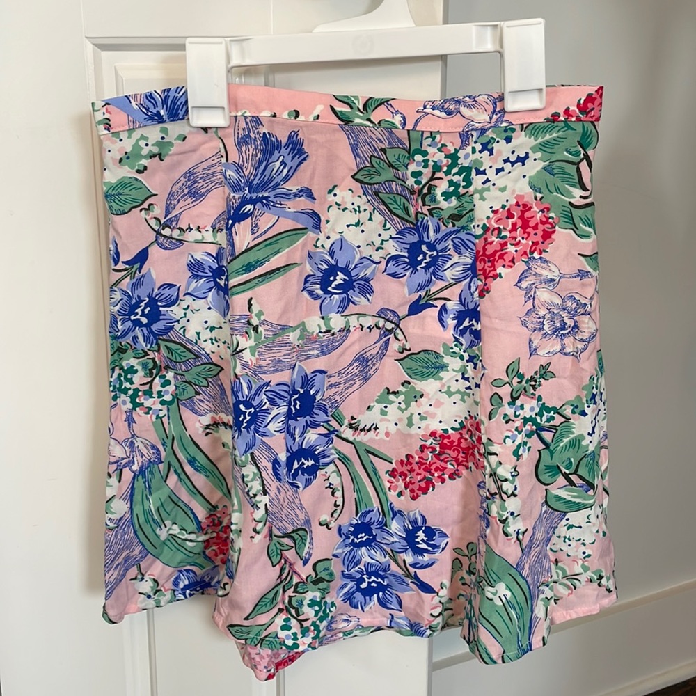 American Apparel Pink Floral A-Line Skirt